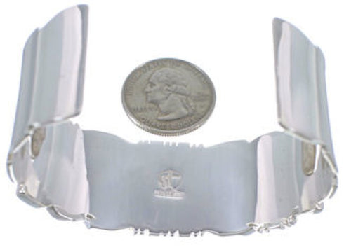 Southwest Sterling Silver Turquoise Inlay Sturdy Cuff Bracelet EX28735